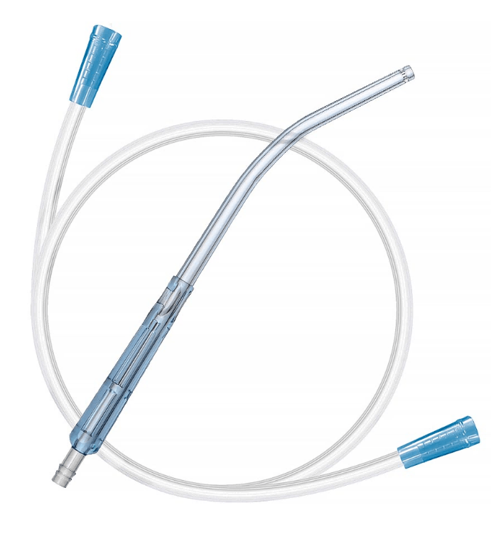 Disposable Yankauer hawakan na may pagkonekta ng tubo at plain tip